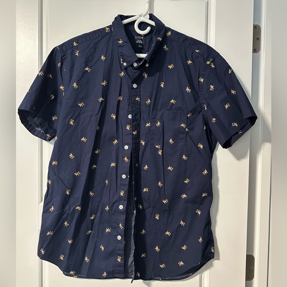 J. Crew Men’s Christmas Dog Flex Wash Button Up